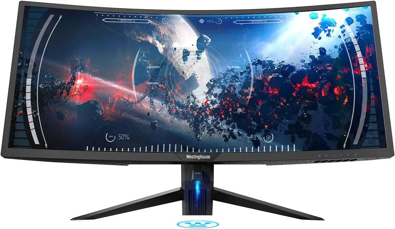 Main image of Westinghouse WC34DX9019 34" UWQHD 3440 x 1440 2K Resolution 100Hz 2xHDMI DisplayPort USB 3.0 Hub AMD FreeSync Technology Flicker-Free Ultra Widescreen Curved Backlit LED Gaming Monitor