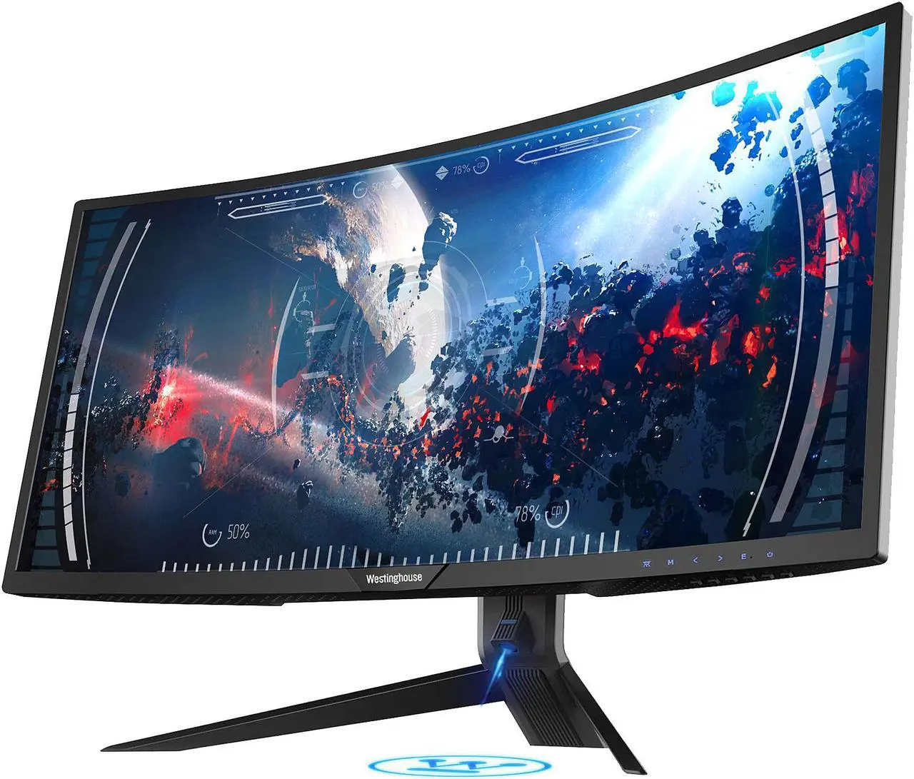 Alt view image 2 of 8 - Westinghouse WC34DX9019 34" UWQHD 3440 x 1440 2K Resolution 100Hz 2xHDMI DisplayPort USB 3.0 Hub AMD FreeSync Technology Flicker-Free Ultra Widescreen Curved Backlit LED Gaming Monitor