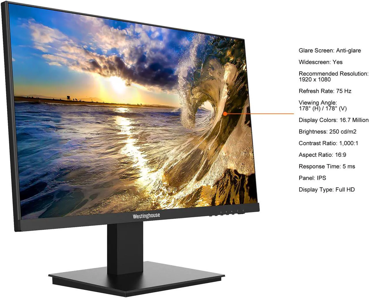 Alt view image 4 of 6 - Westinghouse 27" 75 Hz IPS FHD IPS Monitor 5 ms D-Sub, HDMI Flat Panel WH27FX9320
