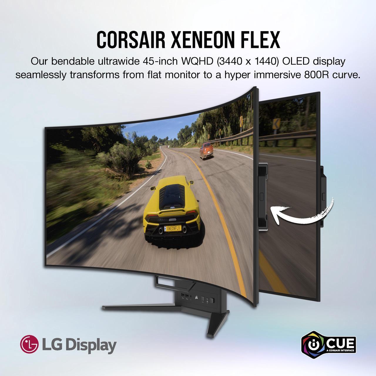 Alt view image 5 of 20 - CORSAIR XENEON FLEX 45WQHD240 45-Inch OLED (3440 x1440) 240Hz  Bendable Gaming Display - G-SYNC Compatible - FreeSync™ Premium