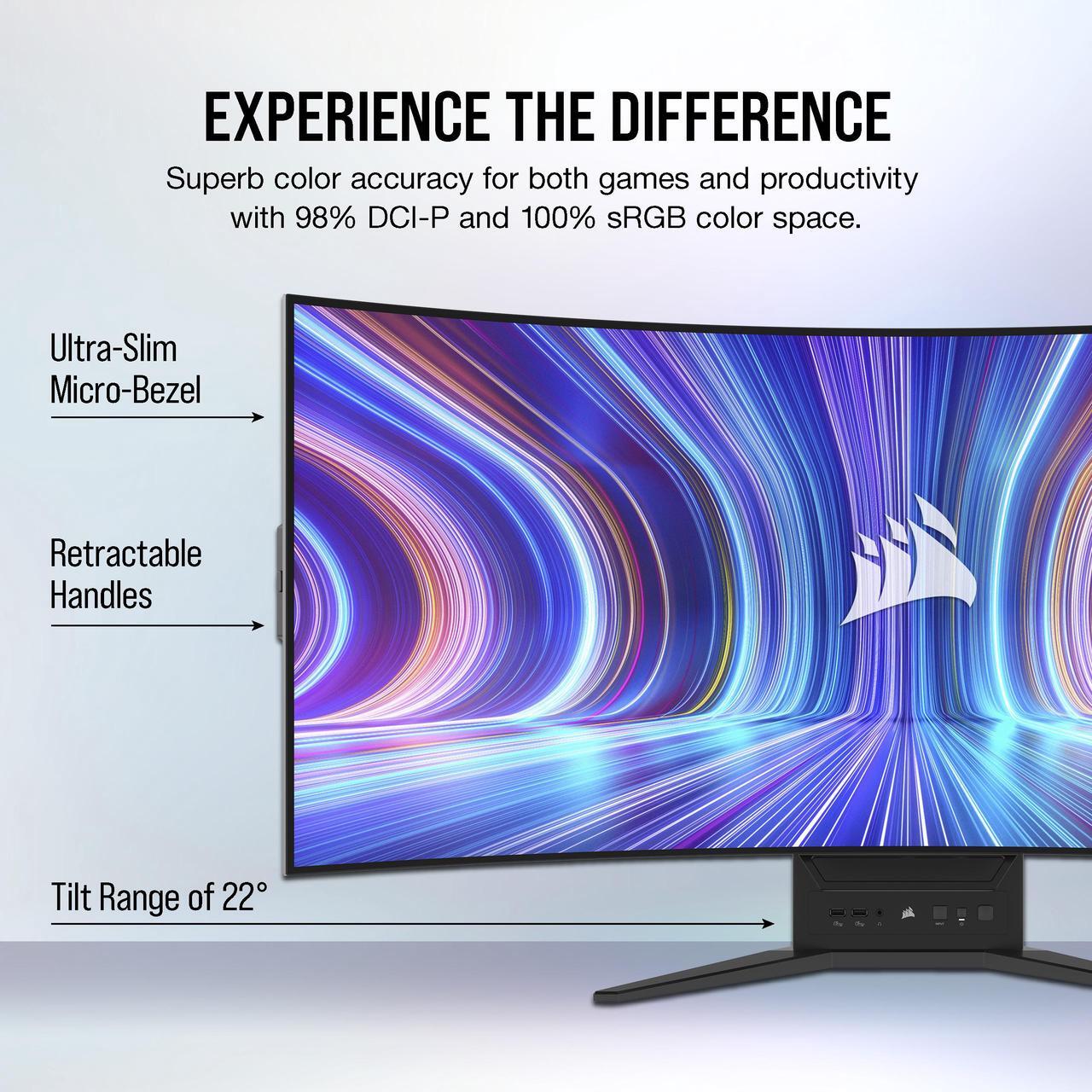 Alt view image 8 of 20 - CORSAIR XENEON FLEX 45WQHD240 45-Inch OLED (3440 x1440) 240Hz  Bendable Gaming Display - G-SYNC Compatible - FreeSync™ Premium