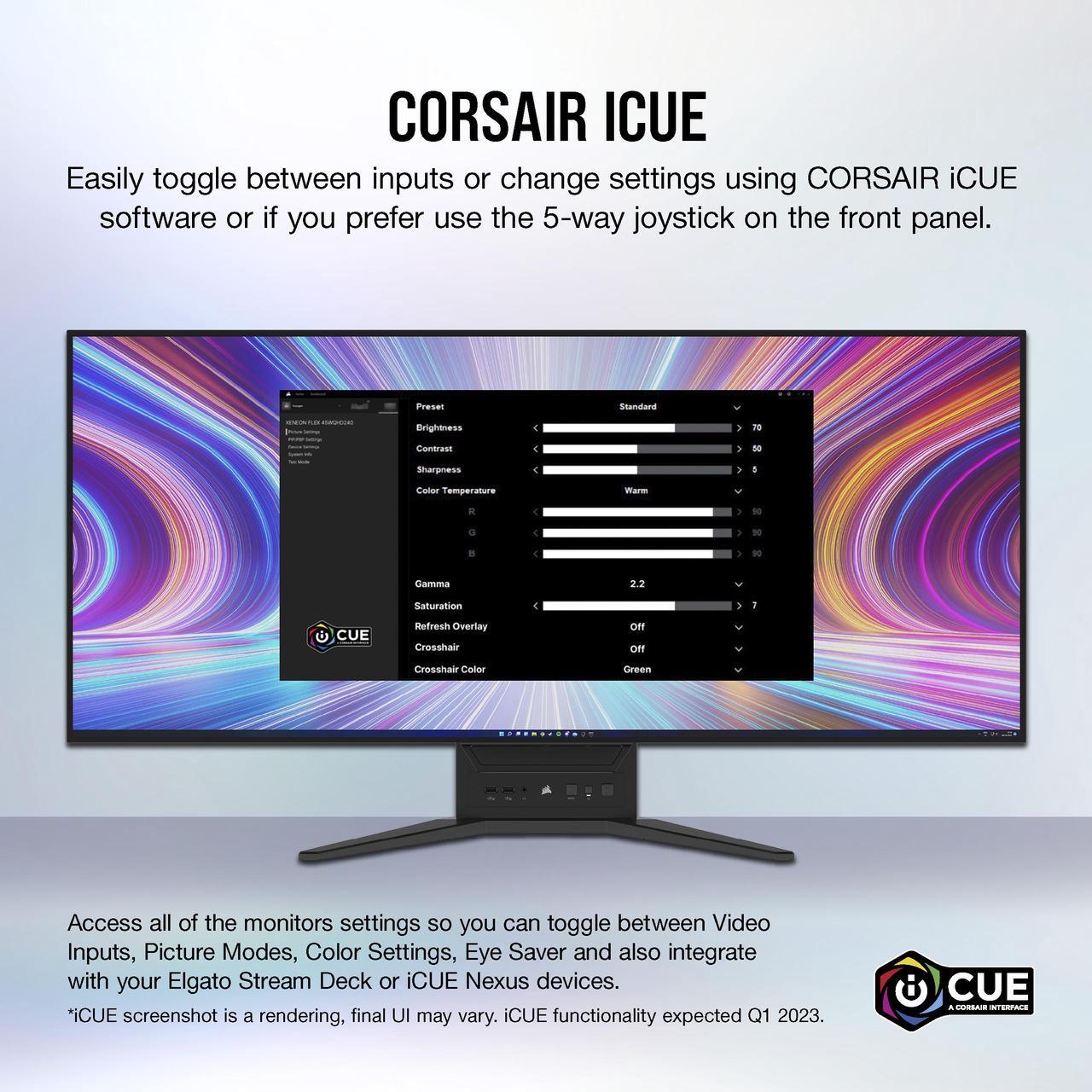Alt view image 9 of 20 - CORSAIR XENEON FLEX 45WQHD240 45-Inch OLED (3440 x1440) 240Hz  Bendable Gaming Display - G-SYNC Compatible - FreeSync™ Premium