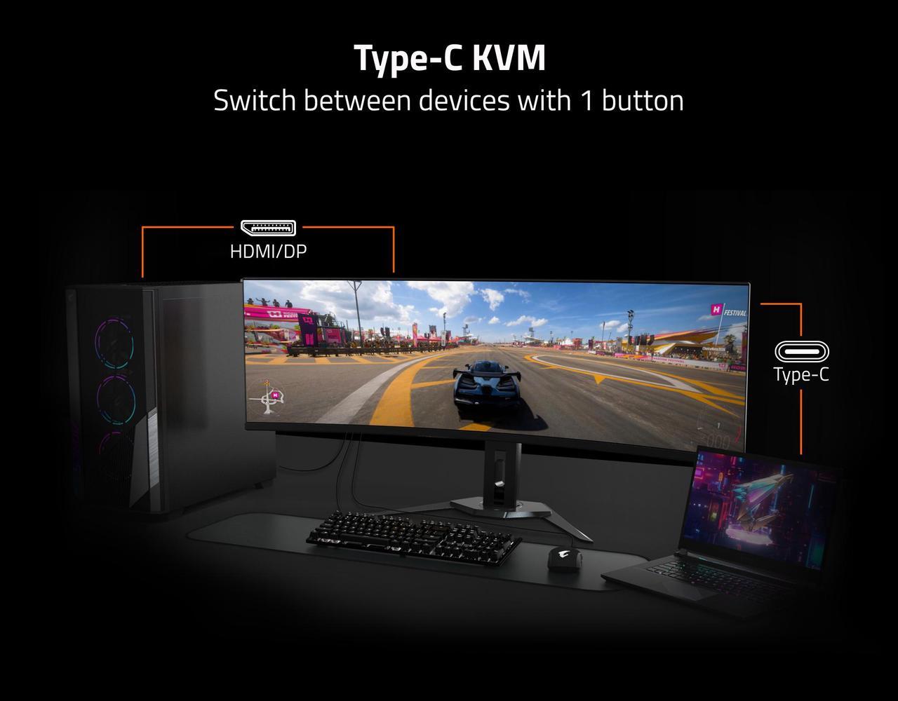 Alt view image 6 of 6 - GIGABYTE - AORUS FV43U - 43" VA Gaming Monitor - UHD 3840x2160 - 144Hz - 1ms MPRT - AMD FreeSync Premium Pro - Type C KVM - HDMI, DP, Type C - Black