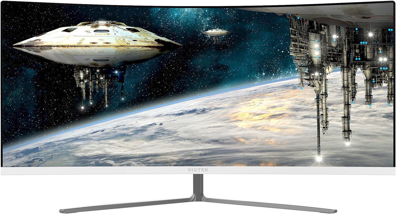 Viotek GN34CW 34" White 21:9 Ultrawide Curved QHD Gaming Monitor, 100Hz, 1440p, FreeSync, FTS/RTS , VESA mount