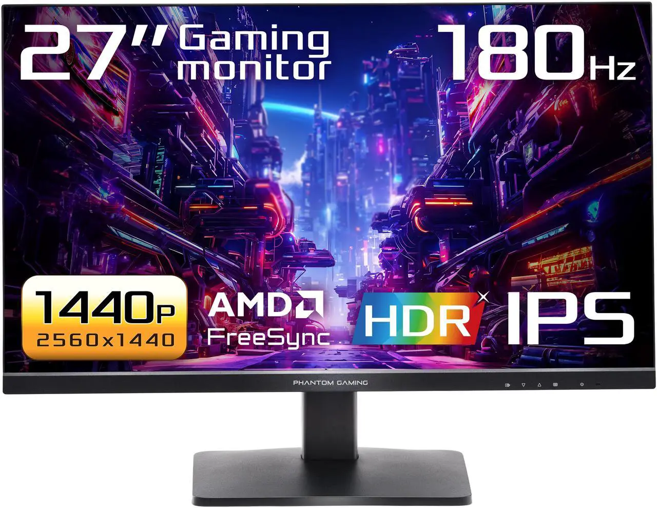 ASRock Phantom Gaming 27" QHD 2K 1440P 180Hz IPS with AMD FreeSync (AMD Adaptive Sync) HDR400 Gaming Computer Monitor PG27QFT1B