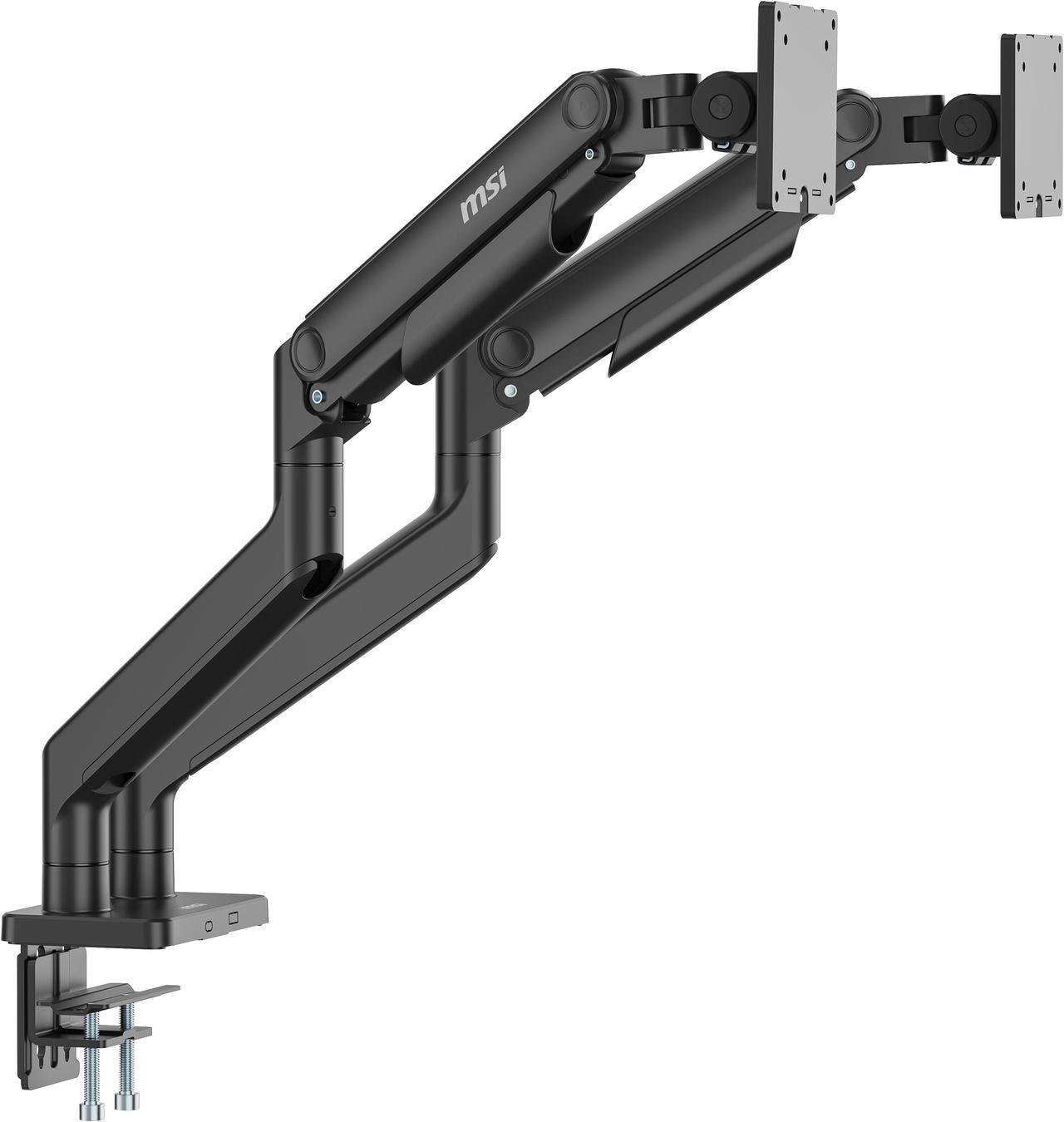 Alt view image 5 of 13 - MSI MAG MT201D - Premium Heavy Duty Dual Monitor Stand Arms, 17-45" Support, VESA Compatible, Adjustable Spring Assisted Mount, 44 lbs per Screen Capacity, Clamp & Grommet, Quick Release Plate - Black