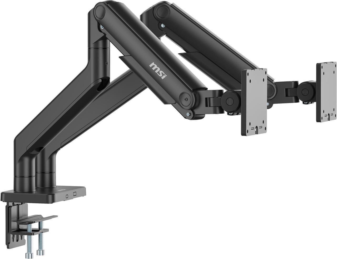Alt view image 7 of 13 - MSI MAG MT201D - Premium Heavy Duty Dual Monitor Stand Arms, 17-45" Support, VESA Compatible, Adjustable Spring Assisted Mount, 44 lbs per Screen Capacity, Clamp & Grommet, Quick Release Plate - Black