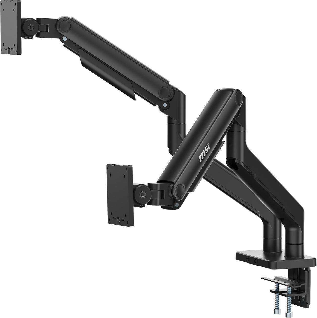 Alt view image 8 of 13 - MSI MAG MT201D - Premium Heavy Duty Dual Monitor Stand Arms, 17-45" Support, VESA Compatible, Adjustable Spring Assisted Mount, 44 lbs per Screen Capacity, Clamp & Grommet, Quick Release Plate - Black