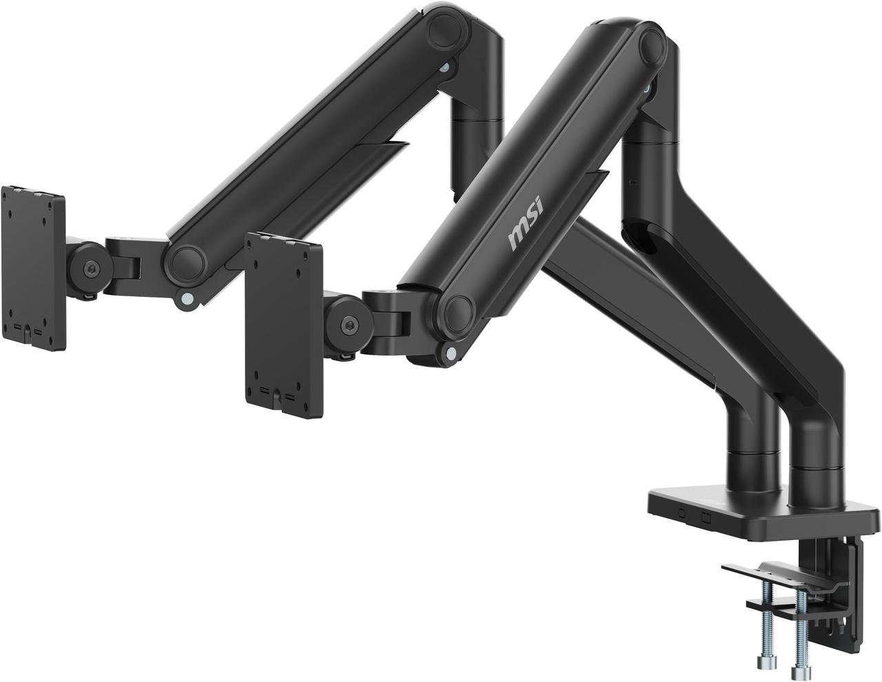 Alt view image 9 of 13 - MSI MAG MT201D - Premium Heavy Duty Dual Monitor Stand Arms, 17-45" Support, VESA Compatible, Adjustable Spring Assisted Mount, 44 lbs per Screen Capacity, Clamp & Grommet, Quick Release Plate - Black