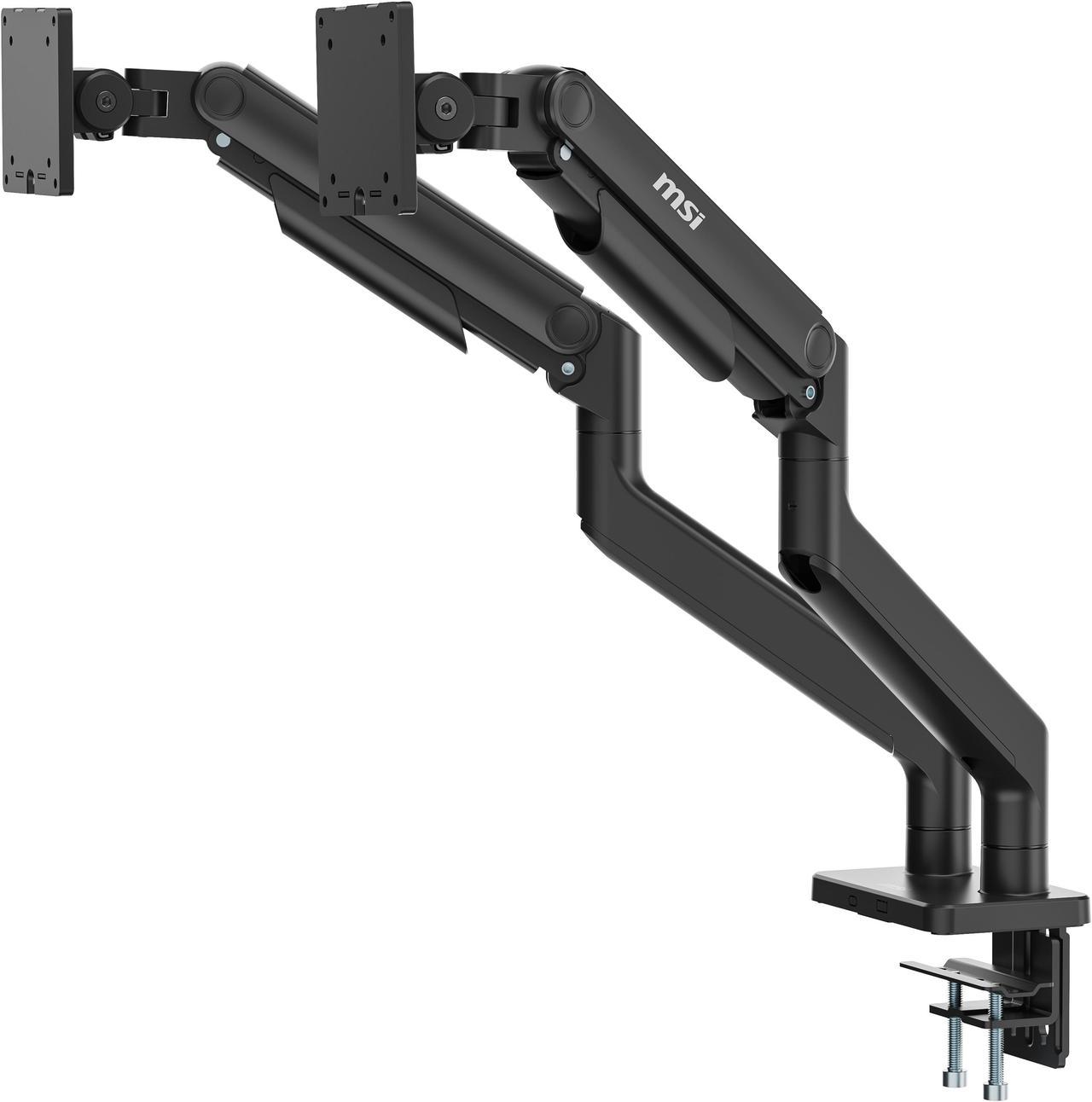 Alt view image 10 of 13 - MSI MAG MT201D - Premium Heavy Duty Dual Monitor Stand Arms, 17-45" Support, VESA Compatible, Adjustable Spring Assisted Mount, 44 lbs per Screen Capacity, Clamp & Grommet, Quick Release Plate - Black