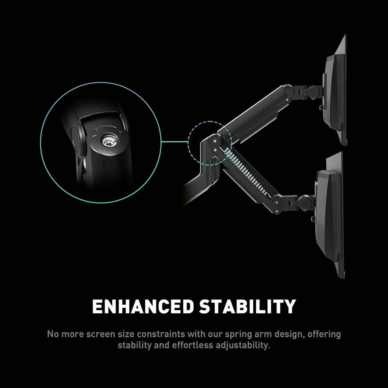 Open Box: MSI MAG MT201D - Premium Heavy Duty Dual Monitor Stand Arms, 17-45" Support, VESA Compatible, Adjustable Spring Assisted Mount, 44 lbs per Screen Capacity, Clamp & Grommet, Quick Release Plate - Black - Newegg.com - Open Box condition - Image 29