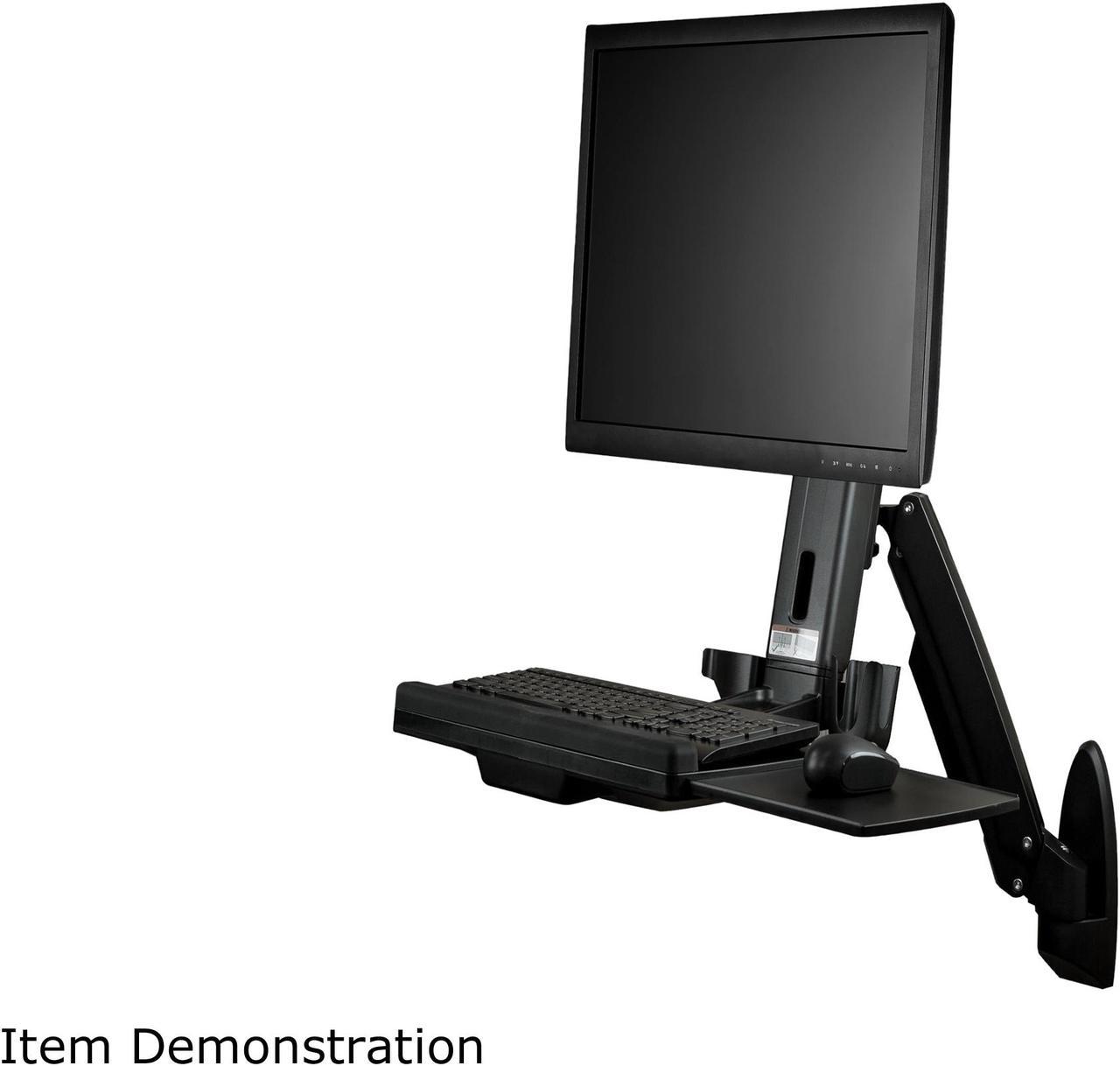 StarTech WALLSTS1 Wall Mounted Sit Stand Desk - Single Monitor - Adjustable Standing Desk Converter - Height Adjustable Desk - Desk Riser