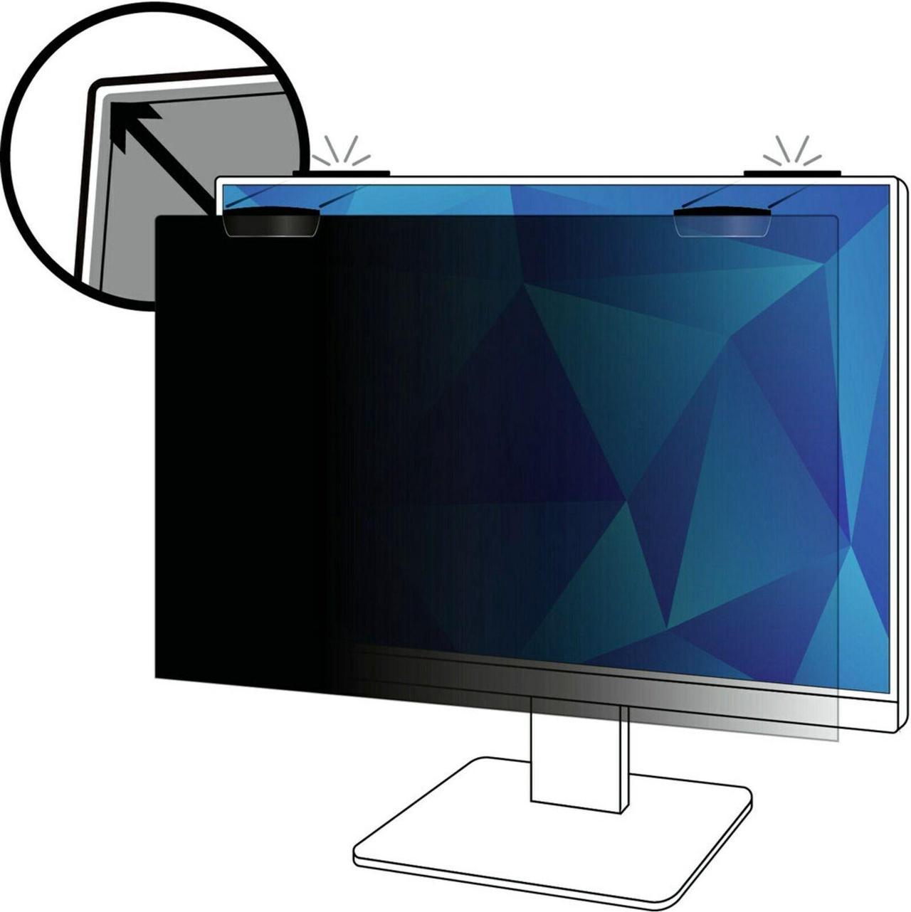 3M Privacy Screen Filter Black For 21.5" Widescreen LCD Monitor - 16:9 - Scratch Resistant, Fingerprint Resistant - Anti-glare