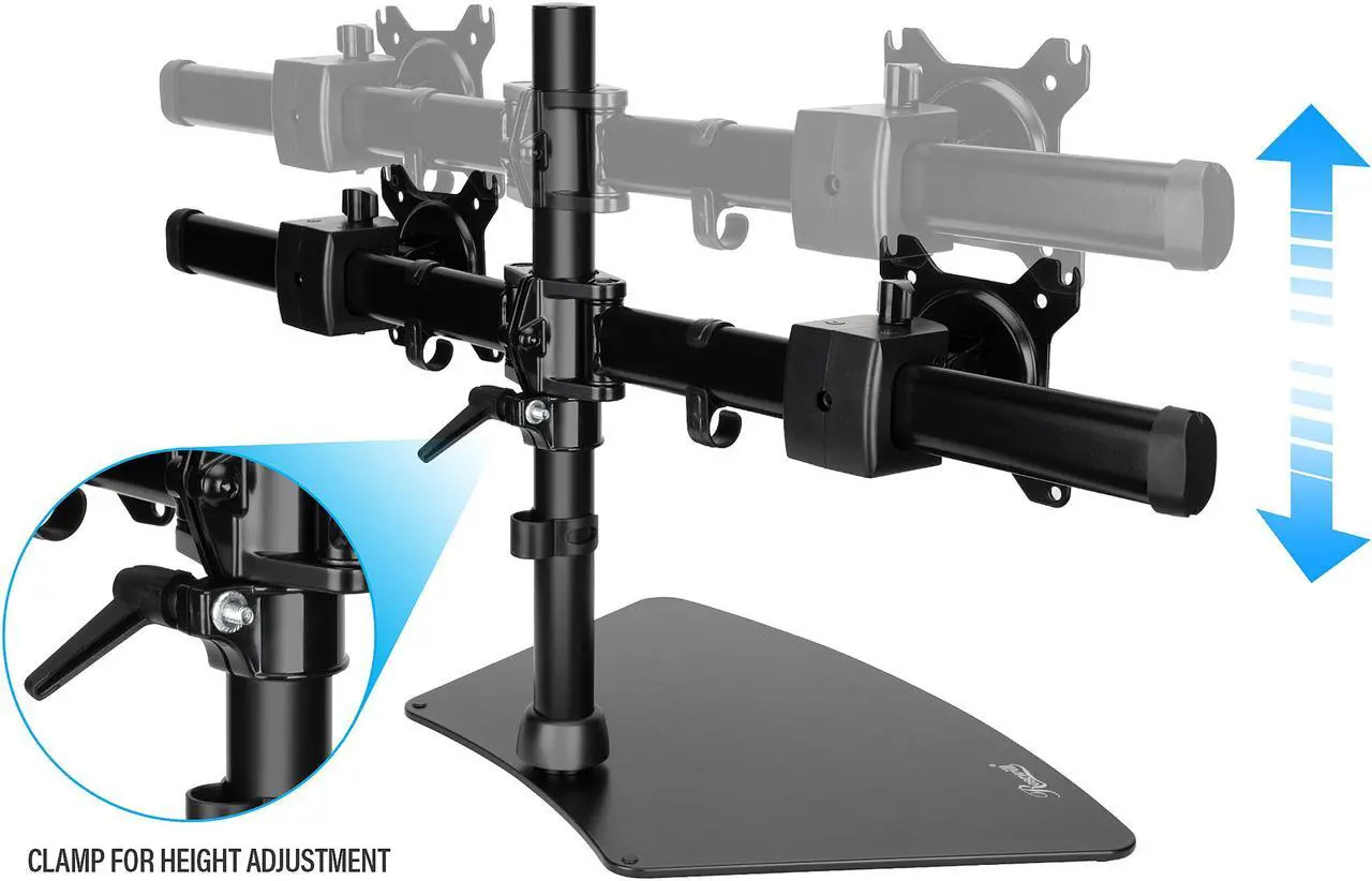 Alt view image 2 of 6 - Rosewill RMS-19001 Dual Desk Stand, Supports 15" - 27" LCD/LED Display VESA75/100, Tilt +/- 15 degree, Swivel 180 degree, Rotate 360 degree, Max. Load 17.6lbs. per monitor