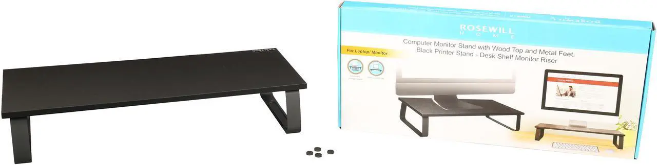 Alt view image 8 of 7 - Rosewill Desk Riser / Computer Monitor Stand with Wood Top and Metal Feet, Black Printer Stand - Desk Shelf Monitor Riser Desktop Organizer with Keyboard Storage Space, RMS10