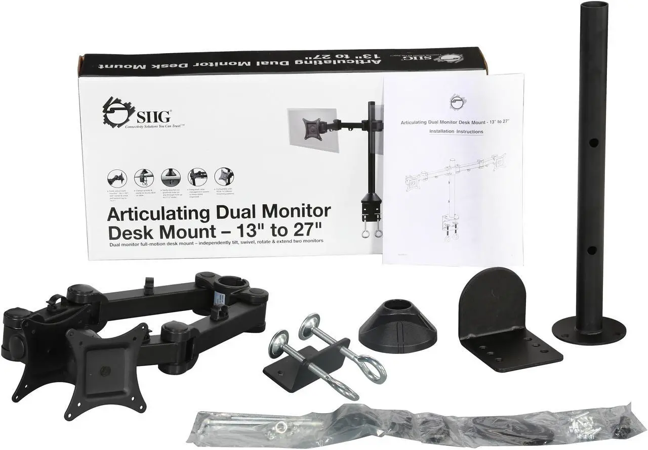 Alt view image 5 of 5 - SIIG CE-MT0Q11-S1 Articulating Dual Monitor Desk Mount - 13" to 27"