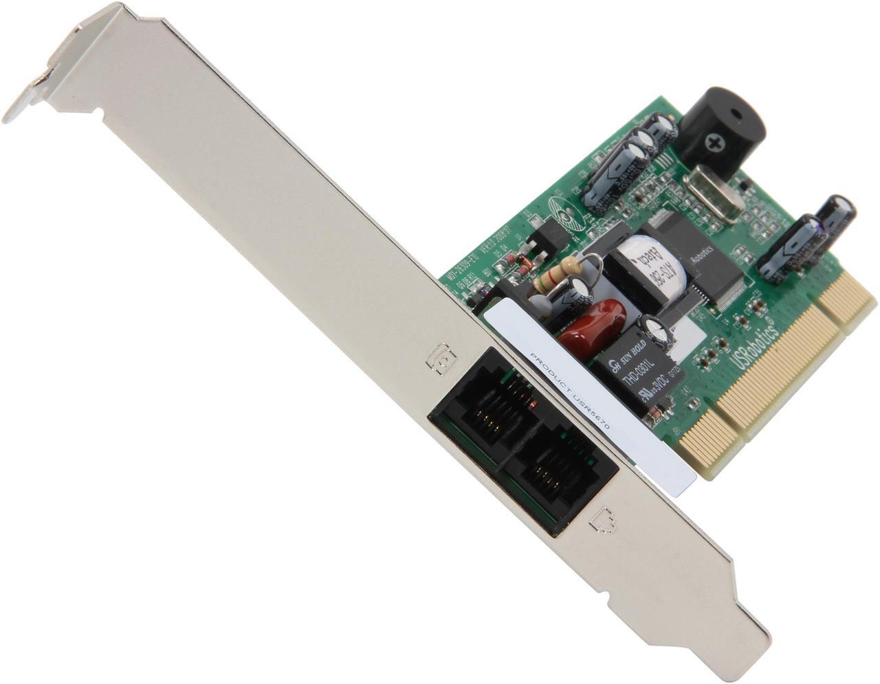 Main image of U.S. Robotics USR5670 Fax modem 56Kbps PCI Bus (Plug & Play) V.92 56K ITU standard V.90 56K ITU standard V.34 33.6K ITU standard Compatible with most ITU and Bell standards down to 300 bps V.80 video conferencing support V.42, MNP2-4 error