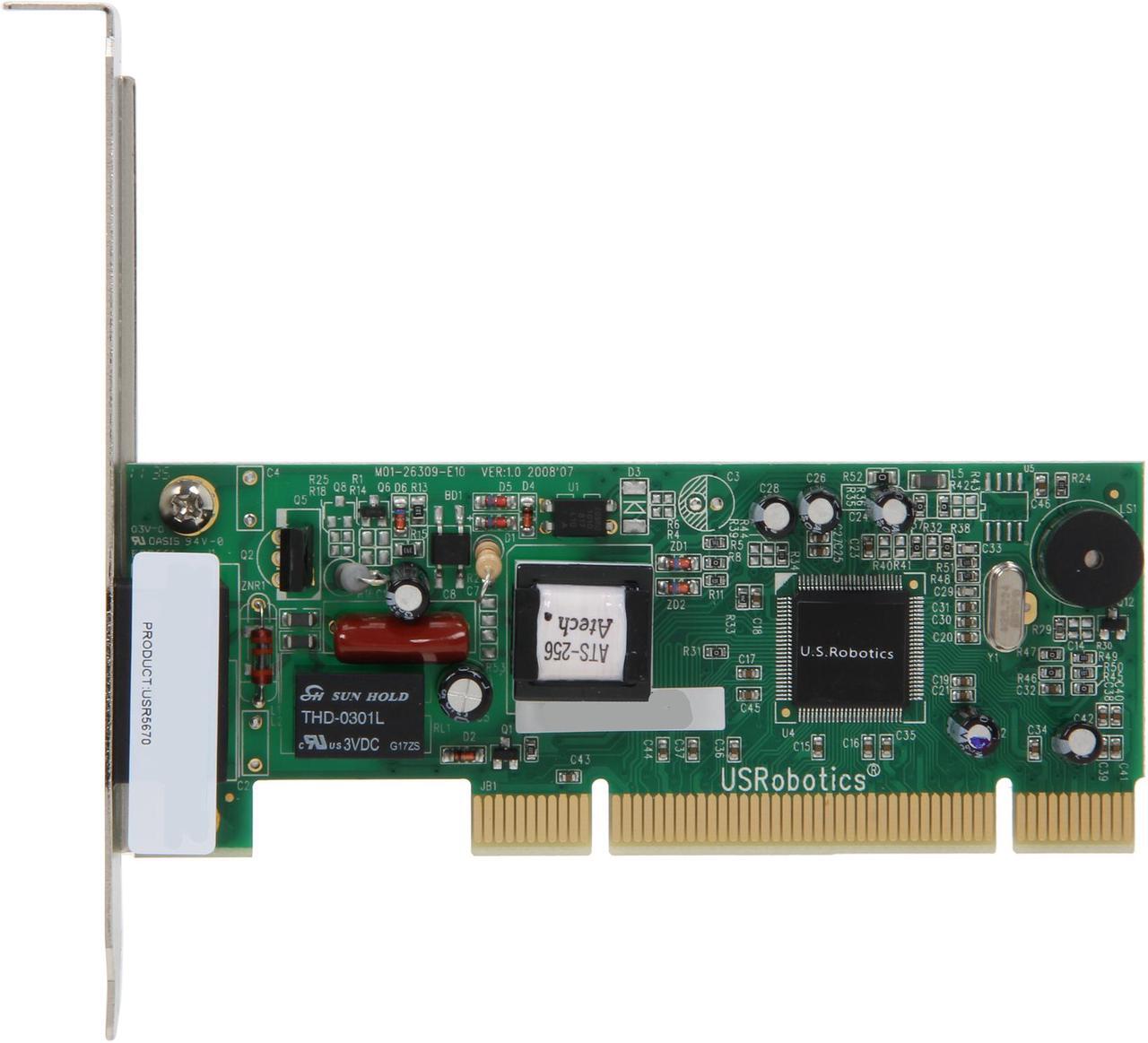 Alt view image 4 of 5 - U.S. Robotics USR5670 Fax modem 56Kbps PCI Bus (Plug & Play) V.92 56K ITU standard V.90 56K ITU standard V.34 33.6K ITU standard Compatible with most ITU and Bell standards down to 300 bps V.80 video conferencing support V.42, MNP2-4 error