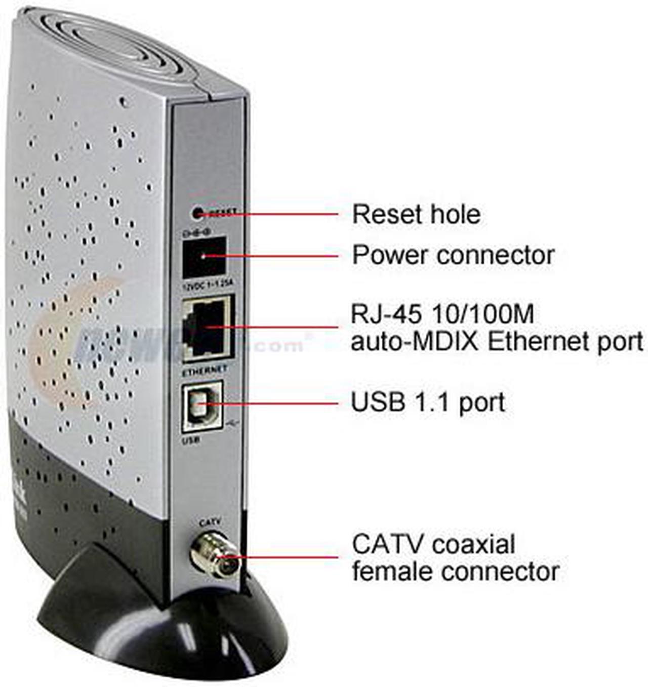 Alt view image 5 of 8 - D-Link DCM-202 Broadband Cable Modem 43Mbps Downstream,10Mbps Upstream 1 x 10/100 Fast Ethernet Port (Auto MDI/MDI-x)  1 x USB Port  1 x CATV-Coaxial Female Connector DOCSIS 2.0 Certified  DOCSIS 1.1 Compatible  DOCSIS 1.0 Compatible  IEEE