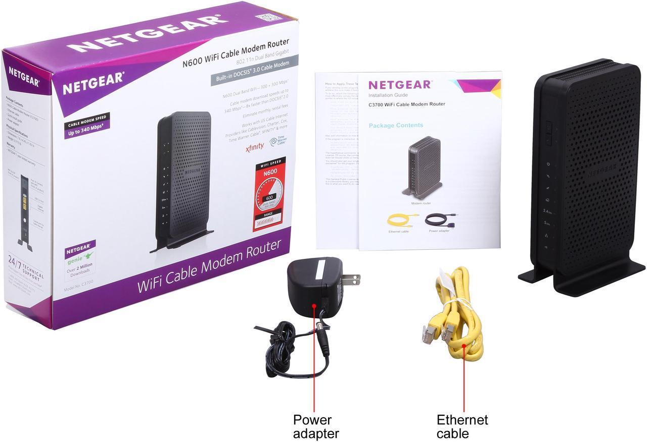 Alt view image 7 of 6 - NETGEAR N600 (8x4) WiFi DOCSIS 3.0 Cable Modem Router (C3700) Certified for Xfinity from Comcast, Spectrum, Cox, Spectrum & more