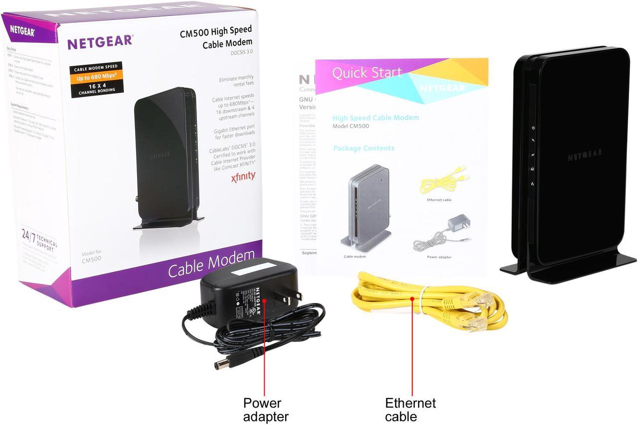Alt view image 8 of 7 - NETGEAR (16x4) DOCSIS 3.0 Cable Modem, Max download speeds of 686Mbps, Certified for Xfinity from Comcast, Spectrum, Cox, Cablevision & more (CM500)