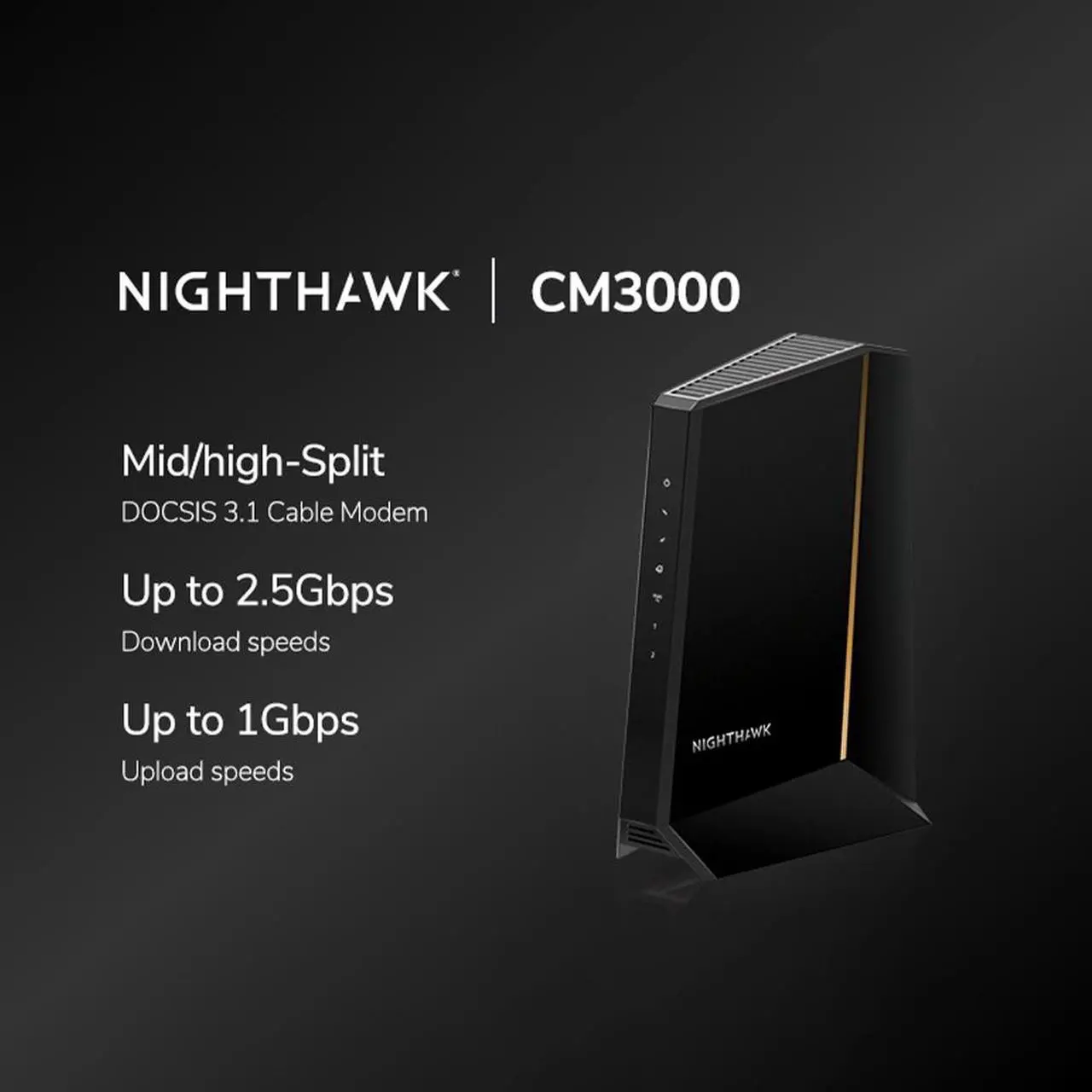 Alt view image 4 of 5 - NETGEAR Nighthawk Mid/high-Split Multi-Gig 2.5Gbps Cable Modem | CM3000