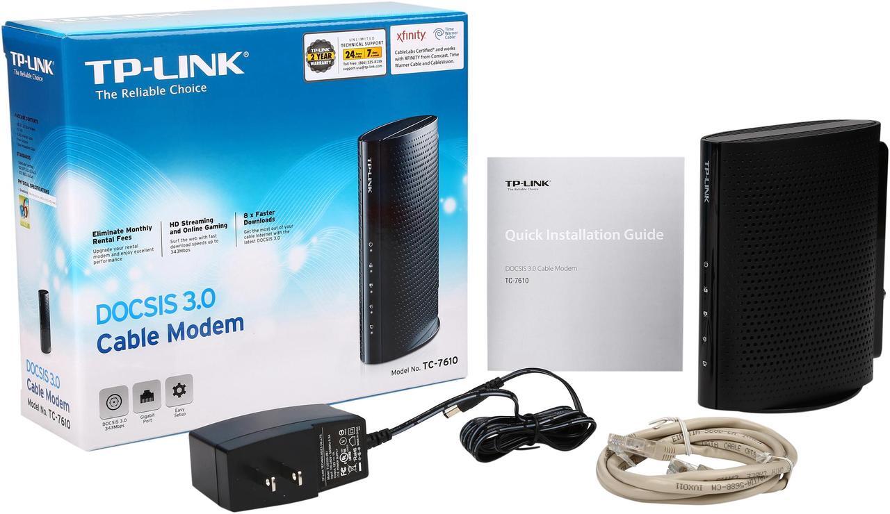 Alt view image 6 of 5 - TP-Link DOCSIS 3.0 (8x4) High Speed Cable Modem | Great for Cable Internet plans Up to 150 Mbps | Certified for Comcast XFINITY, Spectrum, Cox and More (TC-7610)