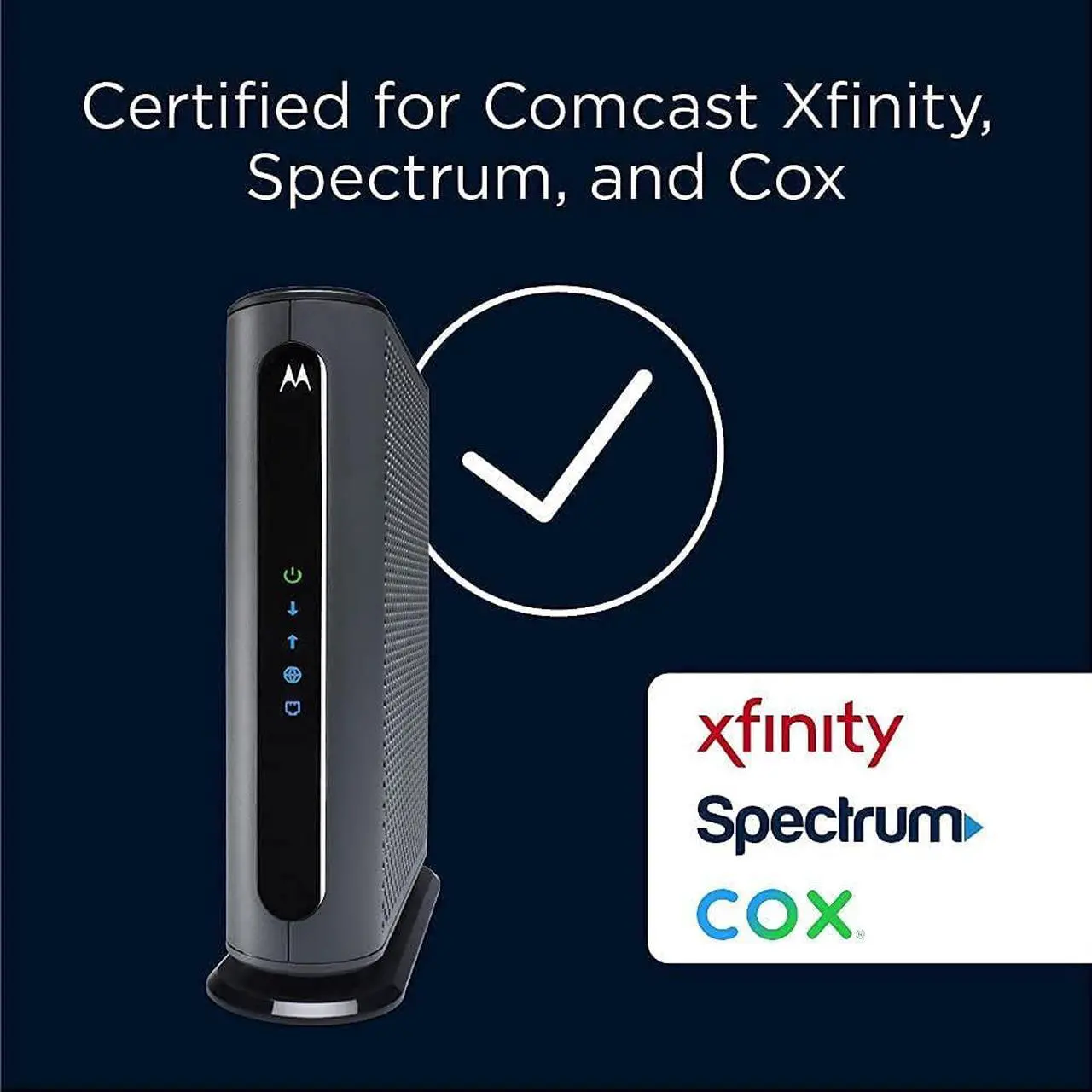 Alt view image 3 of 7 - Motorola MB8611 DOCSIS 3.1 Multi-Gig Cable Modem | Pairs with Any WiFi Router | Approved for Comcast Xfinity Gigabit, Cox Gigablast, Spectrum, and More | 2.5 Gbps Ethernet Port