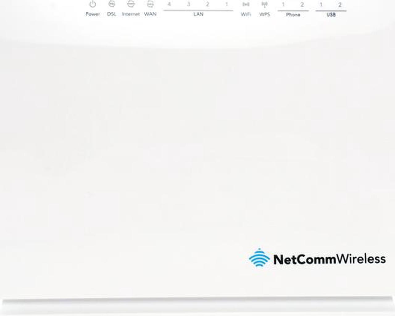 Main image of NetComm Wireless NF10WV VDSL / ADSL N300 WiFi Gateway with VoIP 1 x RJ45 10/100/1000Mbps WAN port
1 x RJ11 ADSL/VDSL port
4 x RJ45 10/100Mbps LAN ports
2 x FXS ports
2 x USB 2.0 Ports (storage)