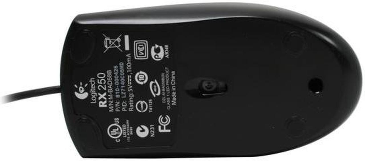 Alt view image 7 of 9 - Logitech RX250 Black 3 Buttons Tilt Wheel USB or PS/2 Wired Optical Mouse