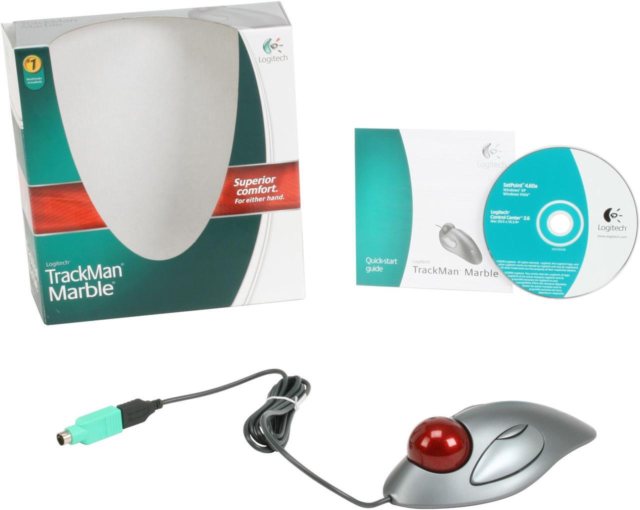 Alt view image 8 of 8 - Logitech Trackman Marble Mouse, Four-Button, Programmable, Dark Gray