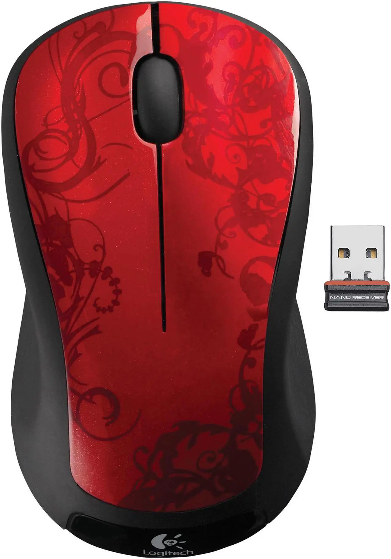 Alt view image 2 of 7 - Logitech Wireless Mouse M310 (910-001920) Red Tendrils 3 Buttons 1 x Wheel USB RF Wireless Laser Mouse
