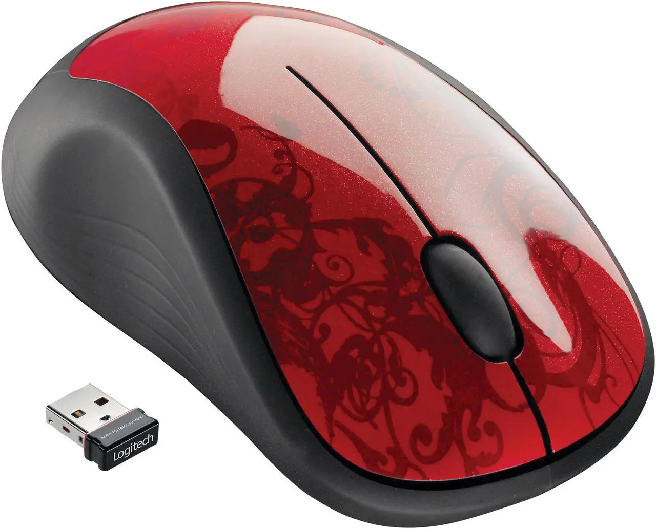 Alt view image 3 of 7 - Logitech Wireless Mouse M310 (910-001920) Red Tendrils 3 Buttons 1 x Wheel USB RF Wireless Laser Mouse