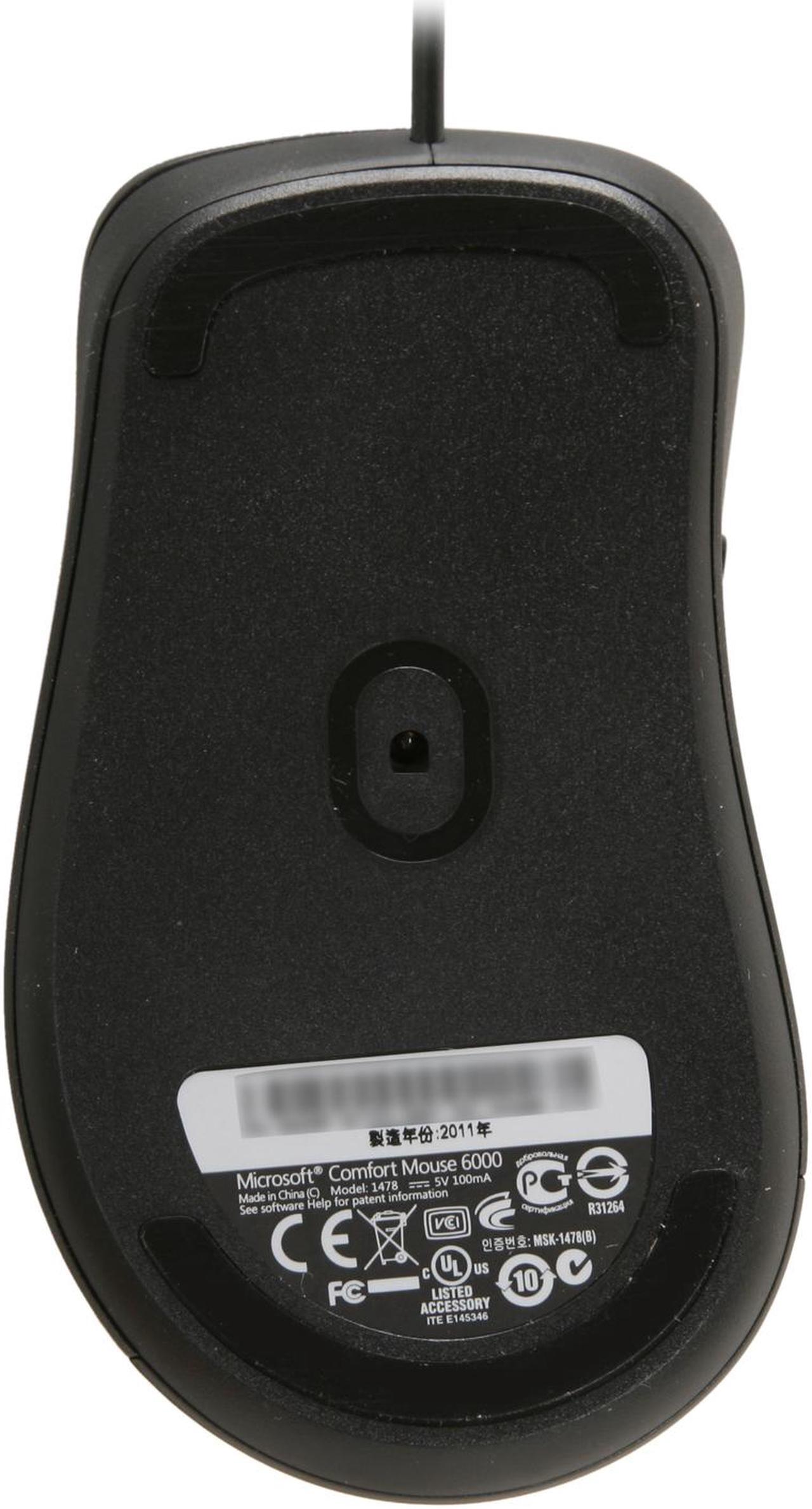 Alt view image 4 of 6 - Microsoft Comfort Mouse 6000 S7J-00001 Black 1 x Wheel USB Wired BlueTrack Mouse