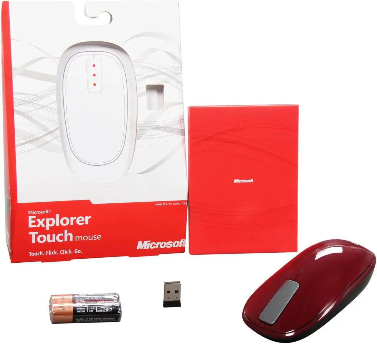 Alt view image 7 of 7 - Microsoft U5K-00002 Sangria Red 5 Buttons Touch Scroll USB Explorer Touch Mouse