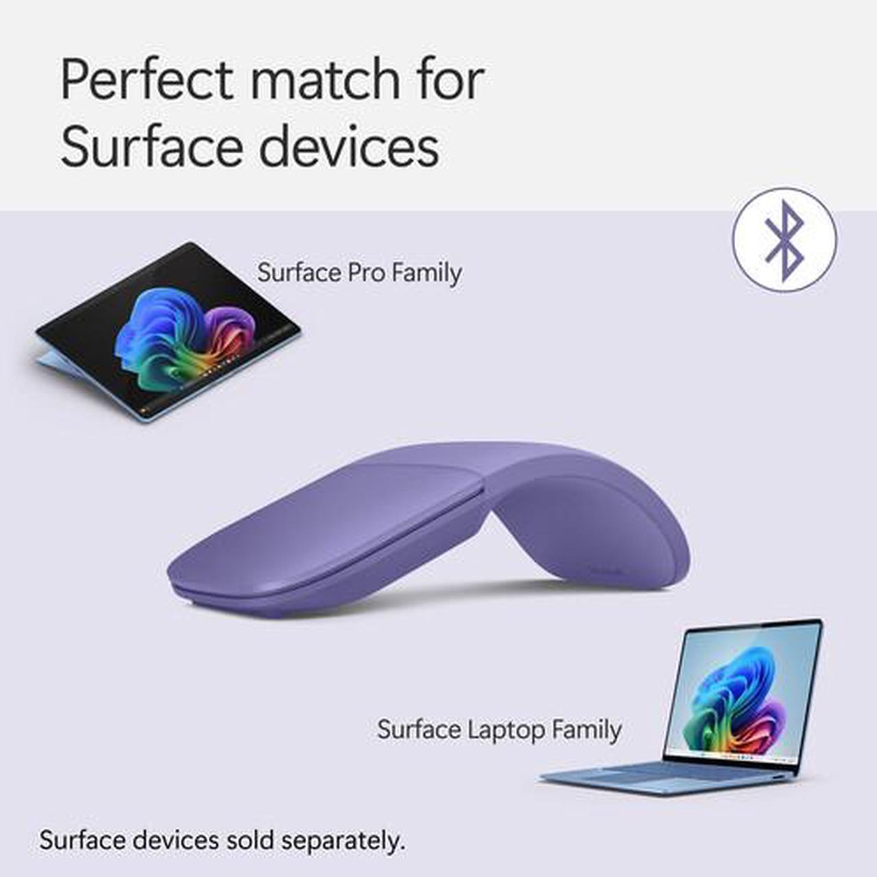 Alt view image 6 of 9 - Microsoft - Surface Arc Bluetooth BlueTrack Ambidextrous Mouse - Wireless - Violet