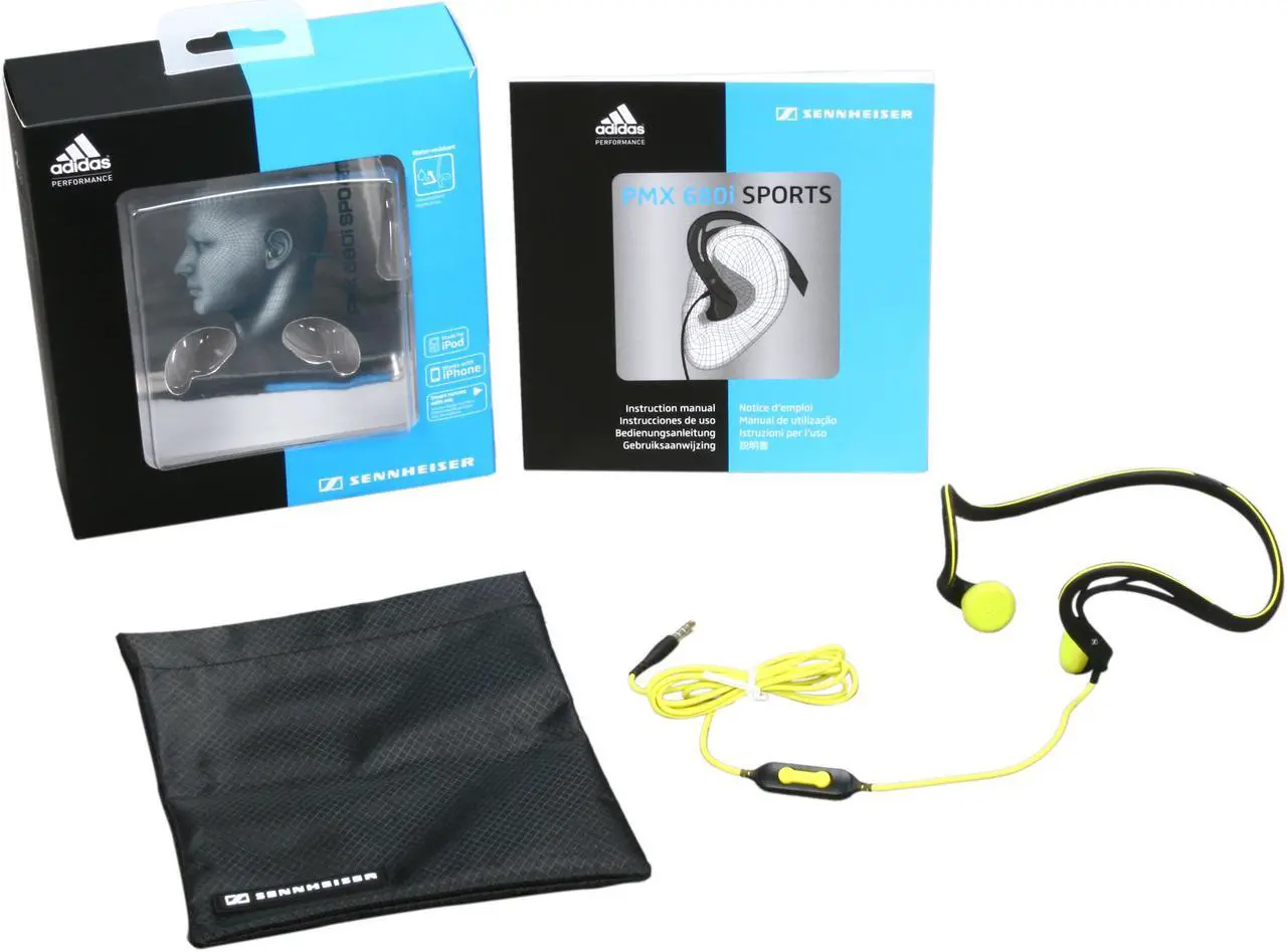 Alt view image 5 of 6 - Sennheiser Adidas Sports PMX 680i 3.5mm, Straight Connector Earbud Earphone
