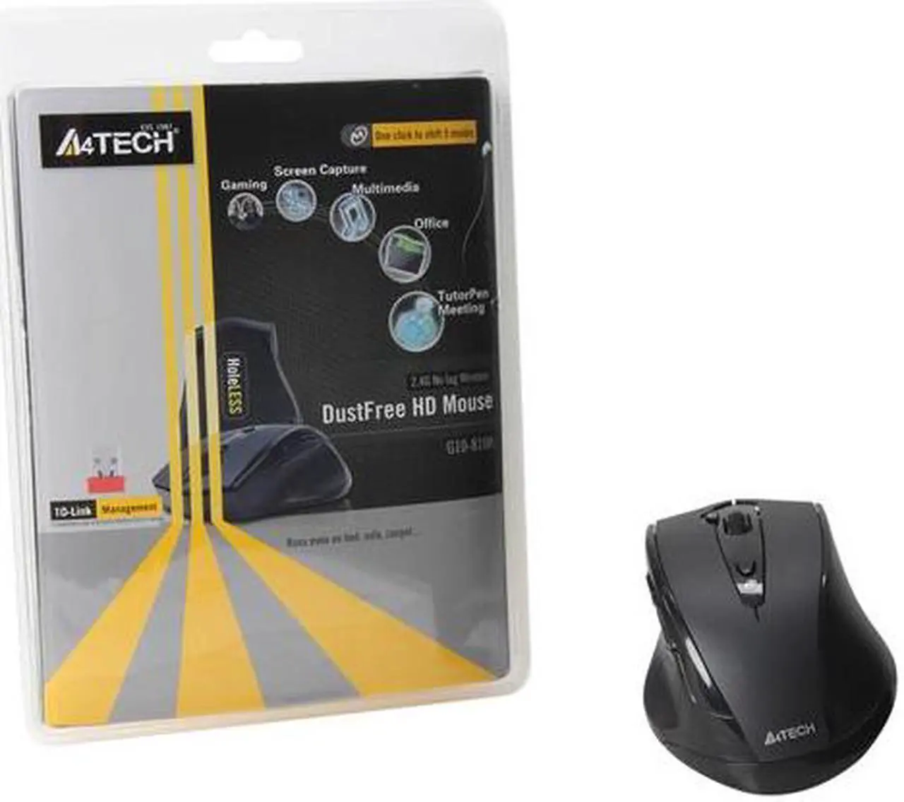 Alt view image 4 of 4 - A4Tech G10-810H Black 7 Buttons 1 x Wheel USB RF Wireless Optical PPO Multi Mode Mouse