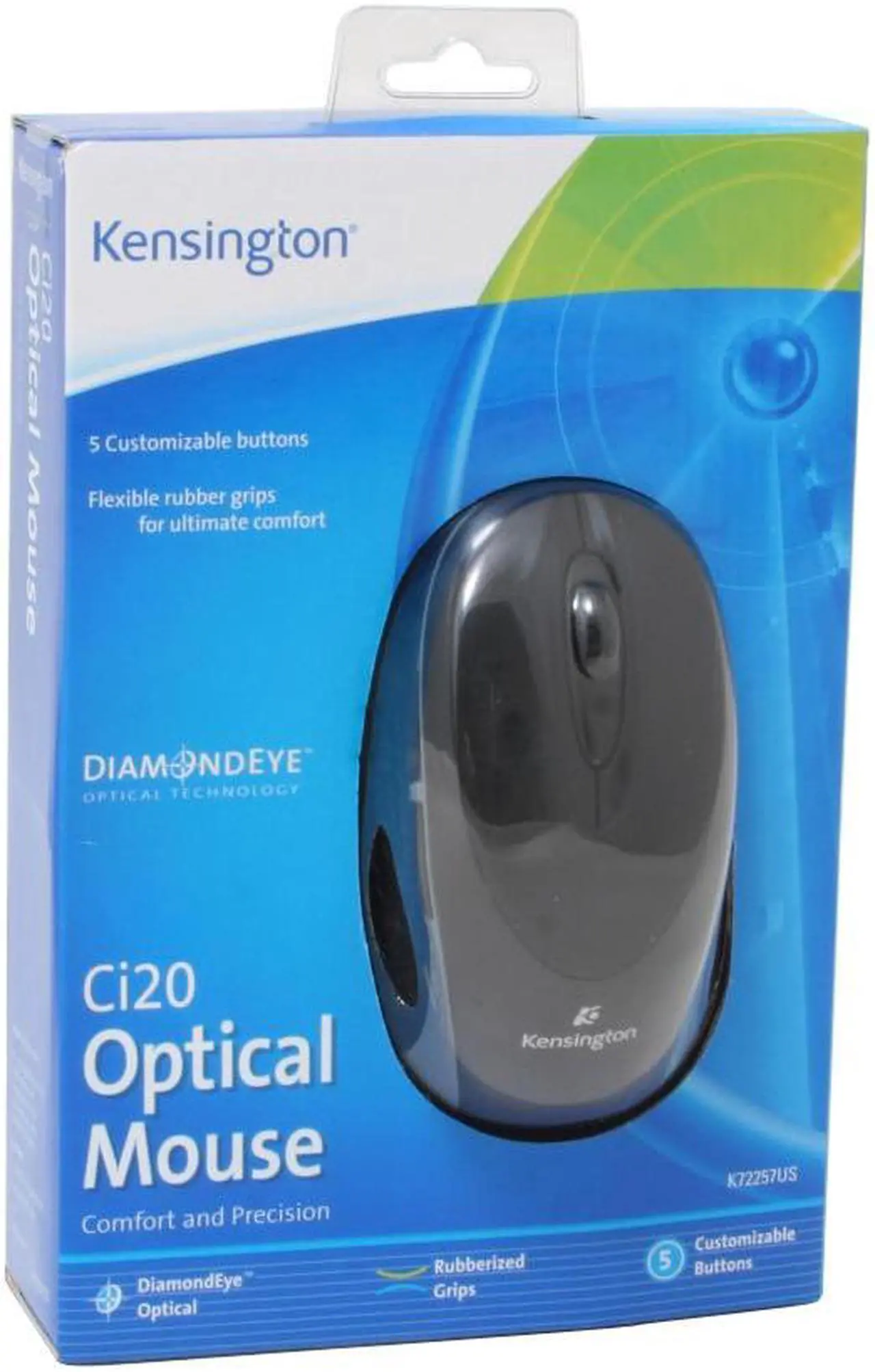 Alt view image 5 of 5 - Kensington Ci20 Black 5 Buttons 1 x Wheel USB or PS/2 Wired Diamondeye Optical Mouse