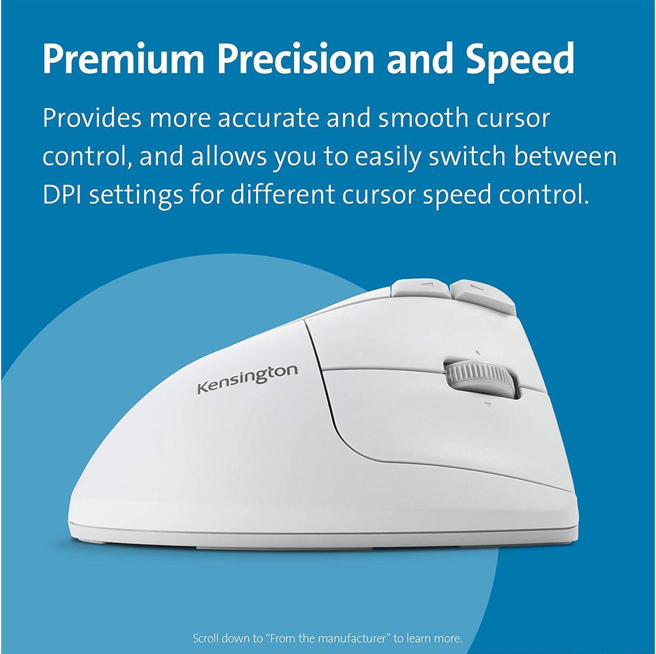 Alt view image 4 of 8 - Kensington Pro Fit Ergo Vertical Wireless Trackball - White (K75263WW)