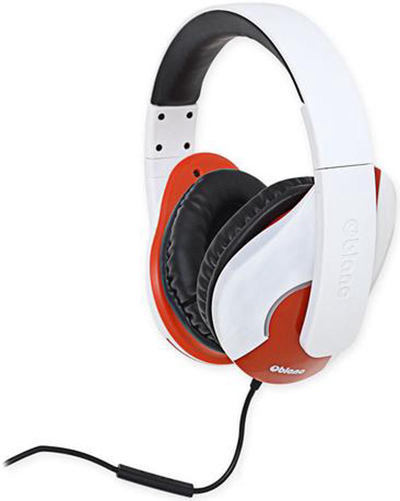 Main image of SYBA Oblanc SHELL 3.5mm Connector Circumaural Lightweight and Comfortable Fit Audio Headphones with In-line Microphone, WHITE/RED
