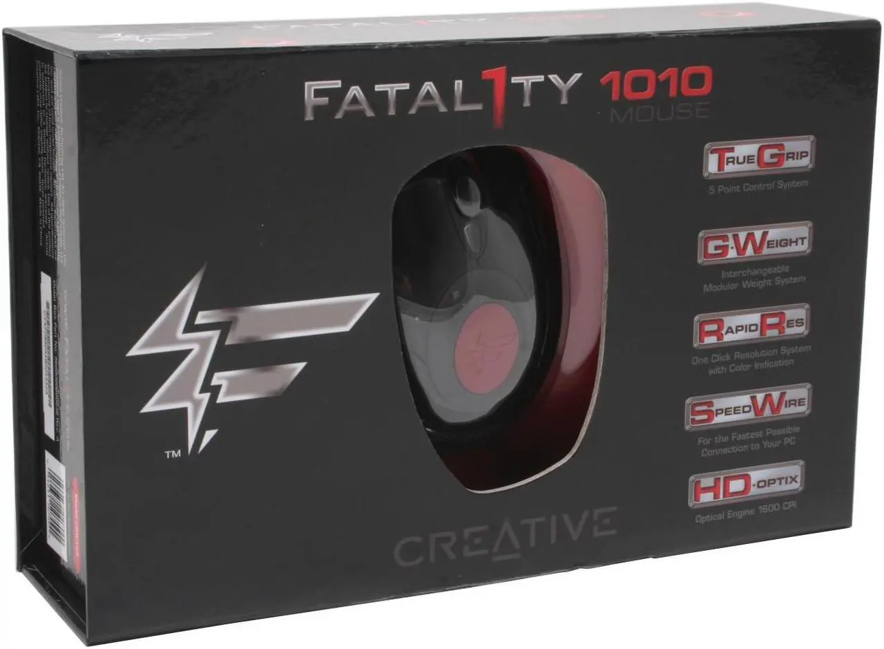Alt view image 3 of 3 - Creative Fatal1ty 1010 Black 5 Buttons 1 x Wheel USB Wired Optical Fatal1ty 1010 Mouse
