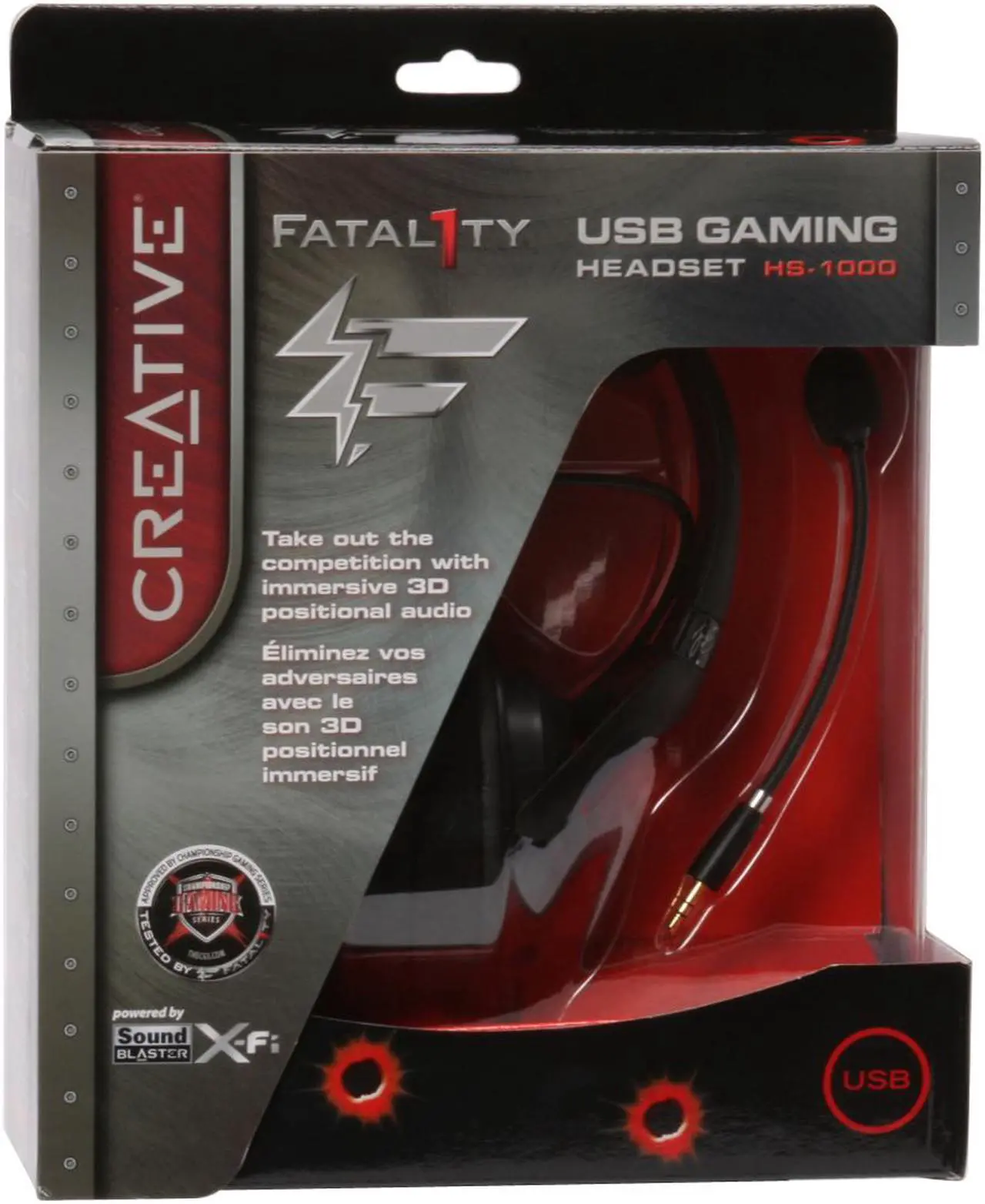 Alt view image 12 of 12 - Creative Fatal1ty HS-1000 USB Connector Circumaural Gaming Headset
