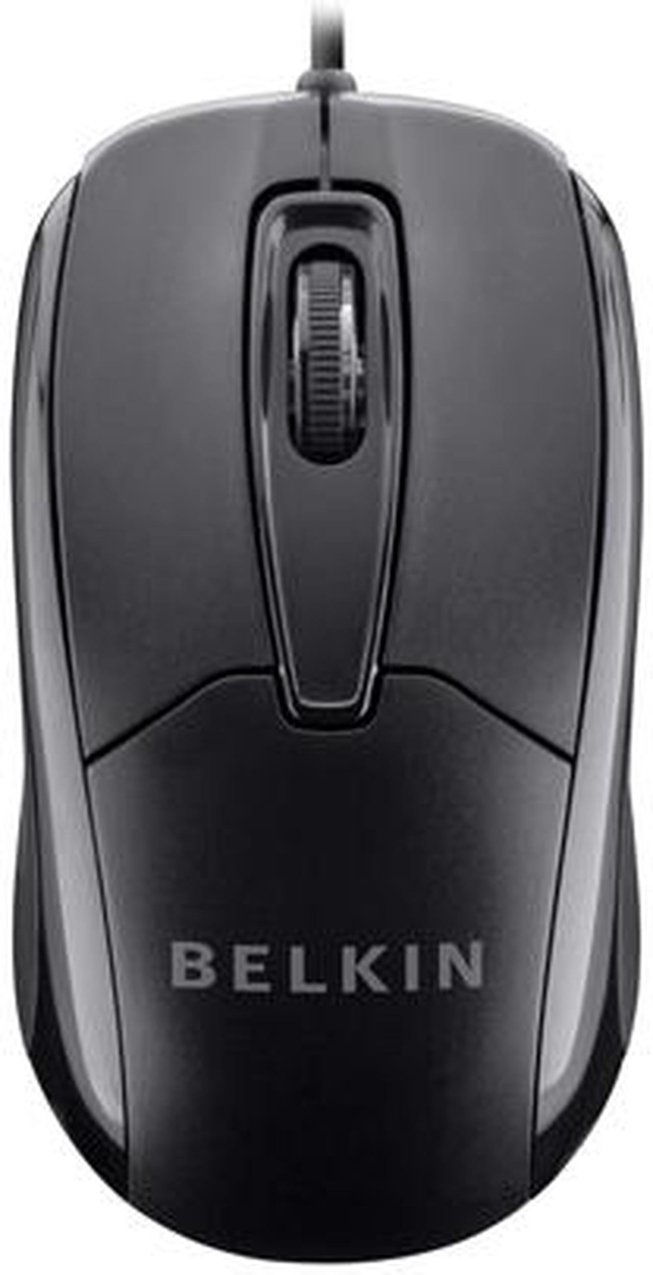 Belkin F5M010qBLK 3-Button Wired USB Optical Mouse with 5-Foot Cord, Compatible with PCs, Macs, Desktops and Laptops