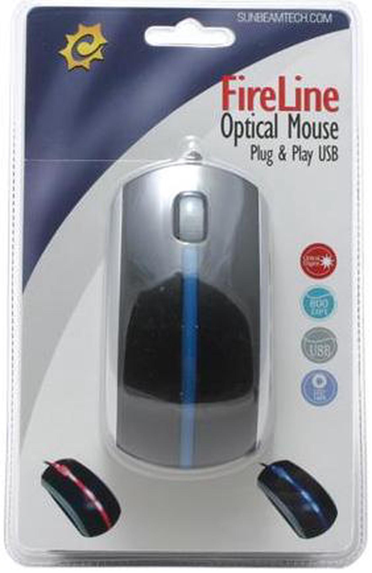 Alt view image 2 of 2 - Sunbeam FireLine MS-2011-BK-BL Black/Blue 3 Buttons 1 x Wheel USB Wired Optical Illuminated Mouse