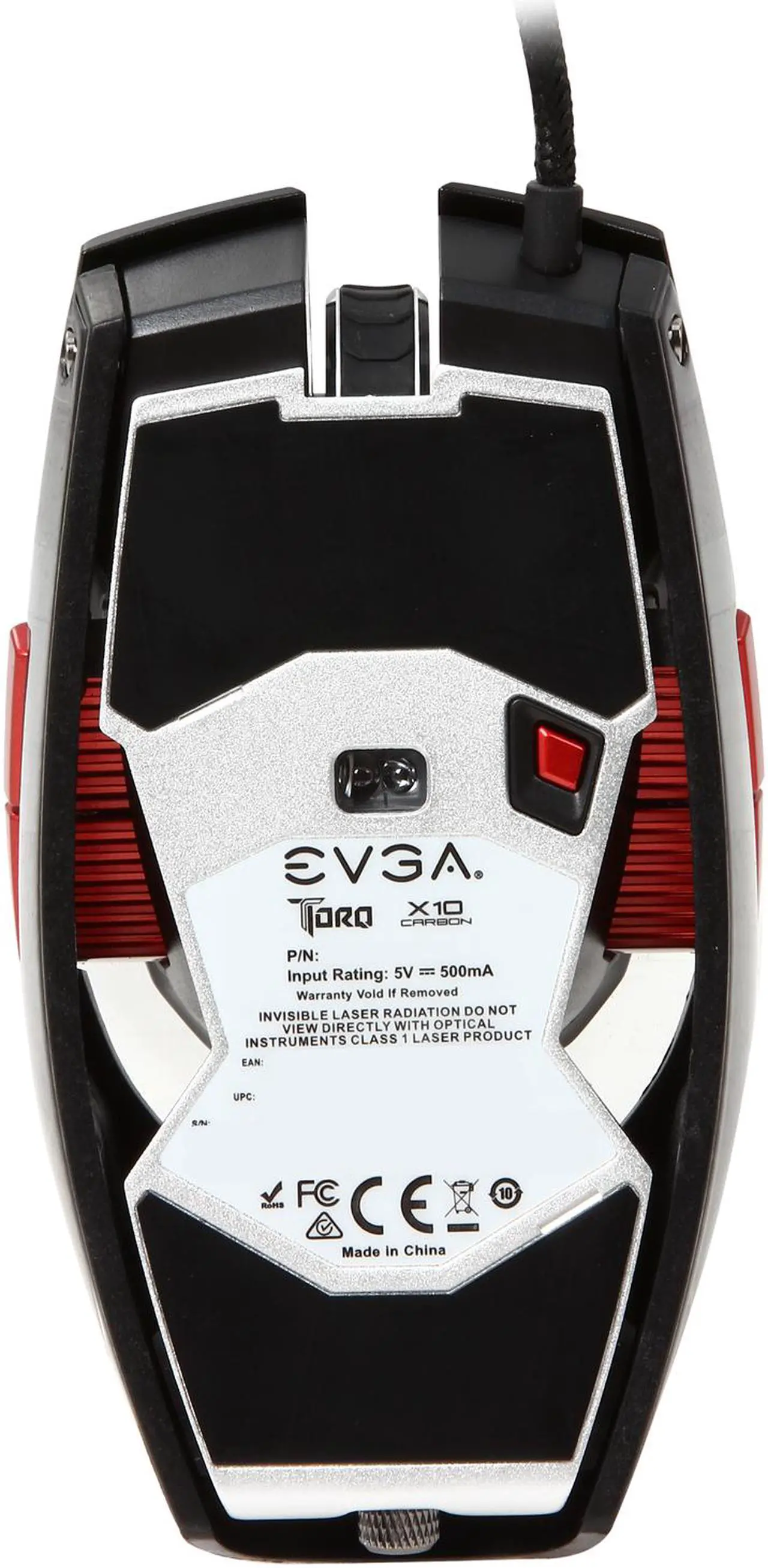Alt view image 5 of 7 - EVGA TORQ X10 Carbon 901-X1-1102-KR Black 9 Buttons 1 x Wheel USB Wired Laser Gaming Mouse