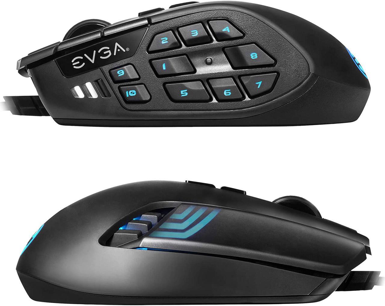Alt view image 7 of 19 - EVGA X15 MMO Gaming Mouse, 8k, Wired, Black, Customizable, 16,000 DPI, 5 Profiles, 20 Buttons, Ergonomic 904-W1-15BK-KR