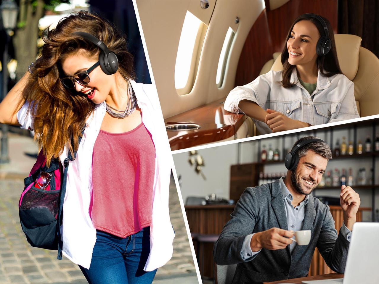 Alt view image 7 of 7 - Rosewill SAROS C740S Active Noise Cancelling (ANC) Wireless Over-Ear Headphones, Rechargeable with up to 40 Hours of Playtime, 40mm Driver, Superior HQ Sound, Foldable Earcups, Portable for Travel