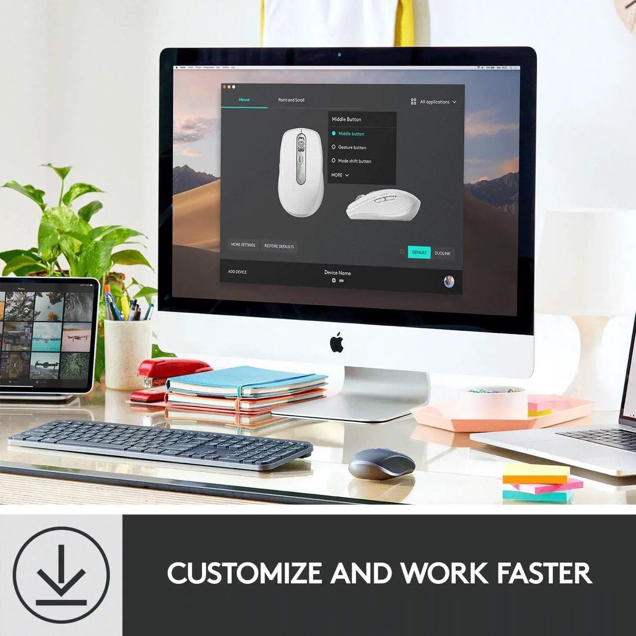 Alt view image 4 of 10 - Logitech MX Anywhere 3 Compact Performance Mouse, Wireless, Comfort, Fast Scrolling, Any Surface, Portable, 4000DPI, Customizable Buttons, USB-C, Bluetooth - Black