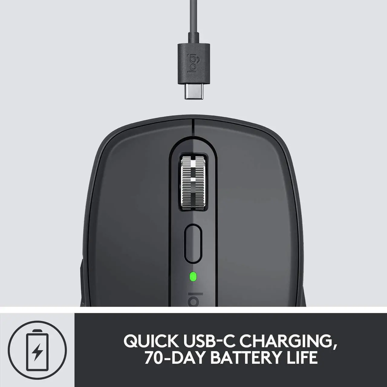 Alt view image 7 of 10 - Logitech MX Anywhere 3 Compact Performance Mouse, Wireless, Comfort, Fast Scrolling, Any Surface, Portable, 4000DPI, Customizable Buttons, USB-C, Bluetooth - Black